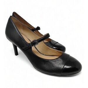 Antonio Melani Mary Jane Heels Leather Pumps Buckle Strap Size 8.5 Minimalist
